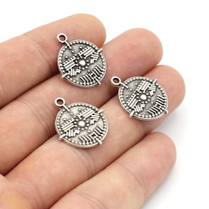 2 Pcs Antique Silver Medallion ,medal necklace , medal Coins , Antique Medallion ,  ( 20x23mm ) - ANT-2