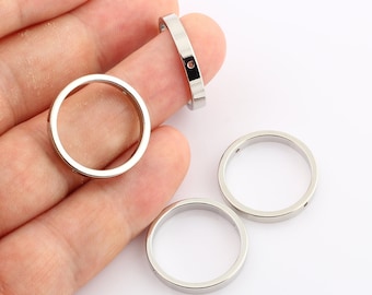 Thick round Connector, 4 Pcs Silver Plated round necklace, Necklace Findings With 2 Holes ( 22mm) SLVR-39