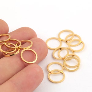 5 Pcs 12mm 24k Shiny Gold Plated Rings ,Gold Plated Ring Connector ,Gold Plated Circle Pendant ,Necklace Pendant,Bohemian, GLD-1422