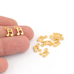 2 Pcs 8x11mm 24K Shiny Gold Plated Musical Note Charms, Musical Necklace,Musical Note Bracelet Charms, Musical Pendant, GLD-1251