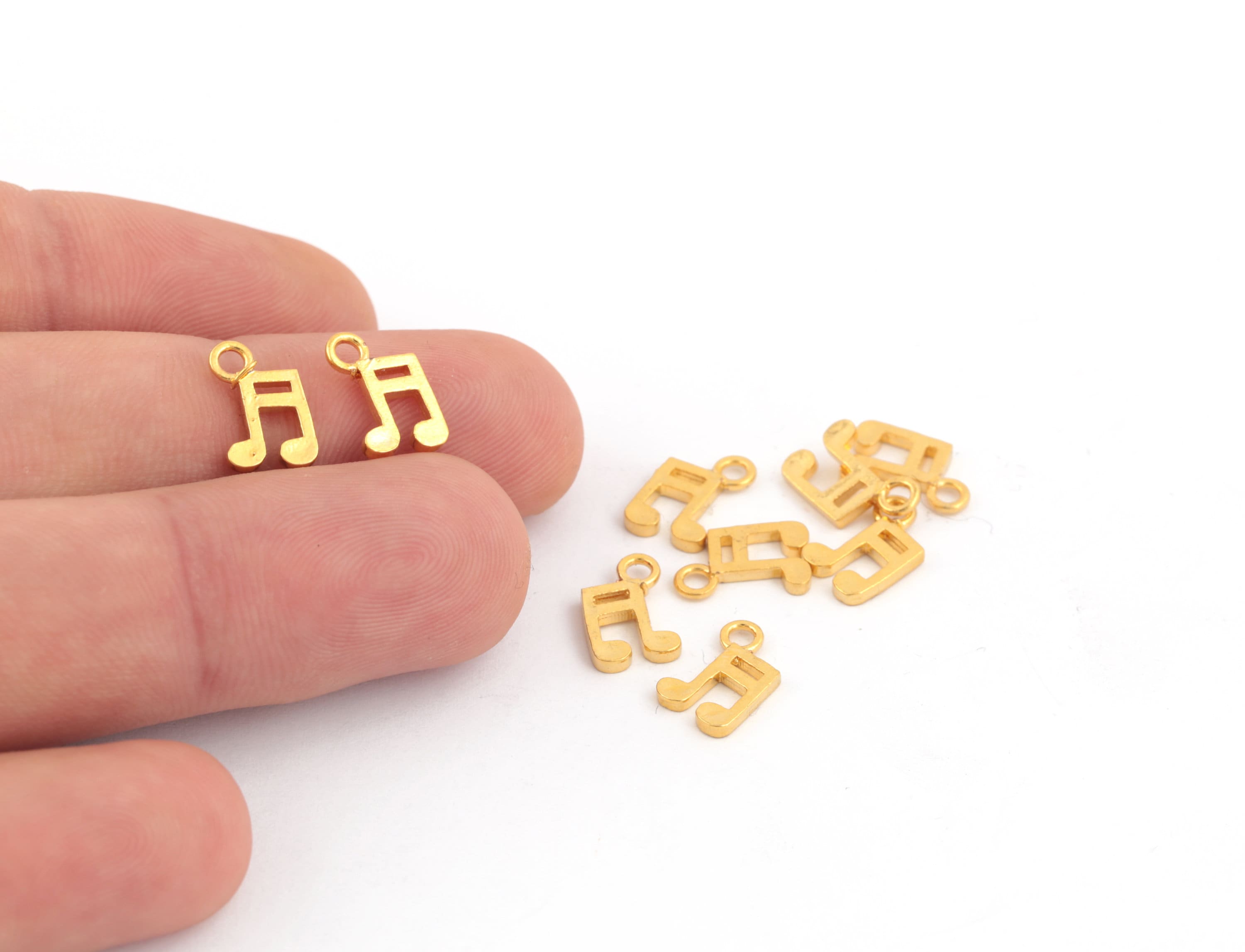 Note Charms 2 Pcs 8x11mm 24K Shiny Gold Plated Musical Note Charms, Musical ...