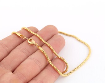 24k 光沢のある金メッキ スネークチェーン 15''16