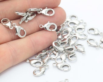 10 pcs 15mm Silver claw clasp, lobster clasp , Silver plated lobster , brass clasp SLVR-475