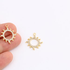 1 Pcs 24k Gold Plated Sun Charms , Pave Sun Charms , Cz Pave Sun , Sun Necklace , 20x22 mm, ZRK-63