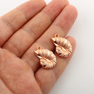 16x22mm Shell Pendant with Rose Gold Plated Rim, Natural Seashell RoseGold Charm, Necklace and Jewelry Supplies Findings-RSGLD-113