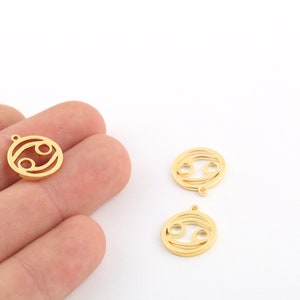 14x16mm 24k Shiny Gold Plated Zodiac Signs Charms , Cancer Charms, Gold Zodiac Charms, Horoscope Charms, Gold Plated Findings, GLD-942