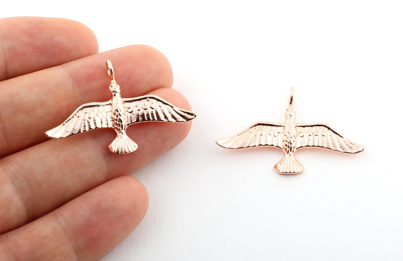 Rose Gold Plated Bird charm -RSGLD-140 38x24mm Rose Gold Plate brass bird necklace pendants