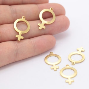 6 Pcs Venus Symbol , Raw Brass Venus Symbol , Necklace Pendant ,  ( 15x25mm ) DS-RW-185
