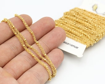 3,3 Feet 1,50x2.00 mm 24k Matt Gold Plated Chains ,Cable Chains, Matt Gold Plated Flat Rolo Chains , Soldered Chains MZ-13