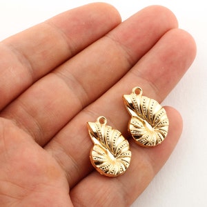 16x22mm Shell Pendant with 24k Shine Gold Plated Rim, Natural Seashell 24k Gold Charm, Necklace and Jewelry Supplies Findings-GLD-39