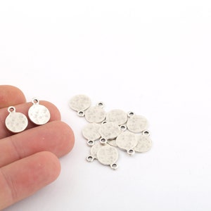 6 Pcs 10mm Antique Silver Round Charms, Hammered Round Earring, Coins Necklace Pendant,Round Pendant,Circle Jewelry,Whosale Jewelry, ANT-57