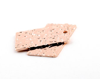 2 Pcs Rose Gold Plated rectangle hammered charms, Necklace Pendant,Brass Pendant,hammered charms,hammered earrings material,15x25mm-RSGLD-75