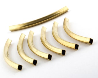5x5x60mm Raw Brass Curved Tubes , Necklace Tubes , Bracelet Tubes , Raw Brass Findings , Square Curved Tubes, Tube Bead Spacers DS-RW-501