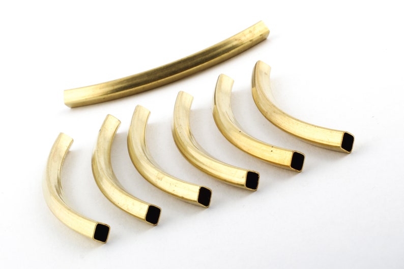 5x5x60mm Raw Brass Curved Tubes Necklace Tubes Bracelet Etsy