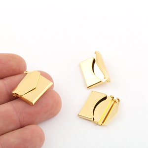 15x20mm 24k Brillante Chapado en Oro Envolvente Locket Charms, Collar Cerrado Estampado, Collar De Imagen De Collar, Collar Personalizado, GLD-828