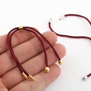 Half Finished Adjustable Bracelet, Cotton Rope Bracelet,2mm Cord Bracelet Connector Blanks,Friendship Style for DIY Gift Jewelry (24cm)AS-40