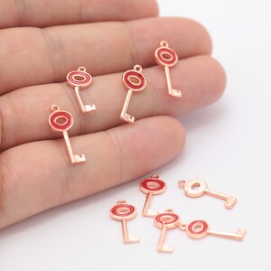 1 pcs Rose Gold Plated Key Charms,Key Pendant, Rose Gold Key Charm, Necklace Key Charm ( 7x18mm ) RSGLD-198