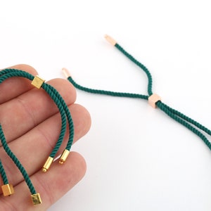Half Finished Adjustable Bracelet, Cotton Rope Bracelet 2mm Cord Bracelet Connector Blanks,Friendship Style for DIY Gift Jewelry (24cm)AS-38