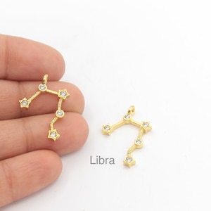 24k Shiny Gold Plated Zodiac Signs Charms , Astrology Charms,  Libra Gold Zodiac Charms, Horoscope Charms, ( 16x24mm ) GLD-749