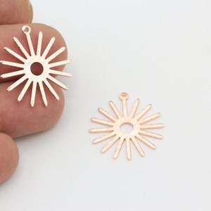 2 Pcs Rose Gold Plated Textured Sun Charms, Sun Earring Charm, Sun Necklace Pendant, Sun Jewelry, Brass Sun Charms, RSGLD-325