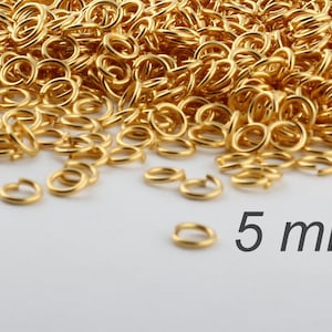 50 Pcs 5mm Jump Rings , Tiny Jump Ring Connectors , Gold Plated Connector , Gold Plated Findings , 24k Gold Plated-GLD-100 image 3