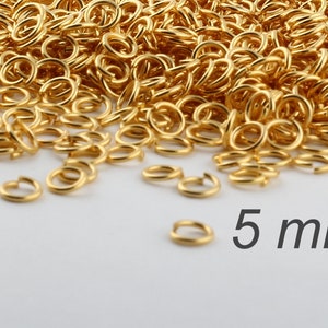 50 Pcs 5mm Jump Rings , Tiny Jump Ring Connectors , Gold Plated ...