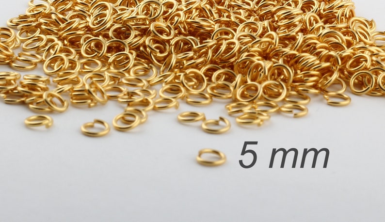 50 Pcs 5mm Jump Rings , Tiny Jump Ring Connectors , Gold Plated Connector , Gold Plated Findings , 24k Gold Plated-GLD-100 image 3