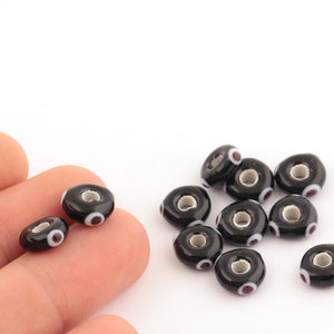 11mm Black Glass Beads, Glass Round Beads, Murano Glass, Bracelet Connector,Beads for Bracelet, Murano Beads,Wholesale Glass Beads STN-85