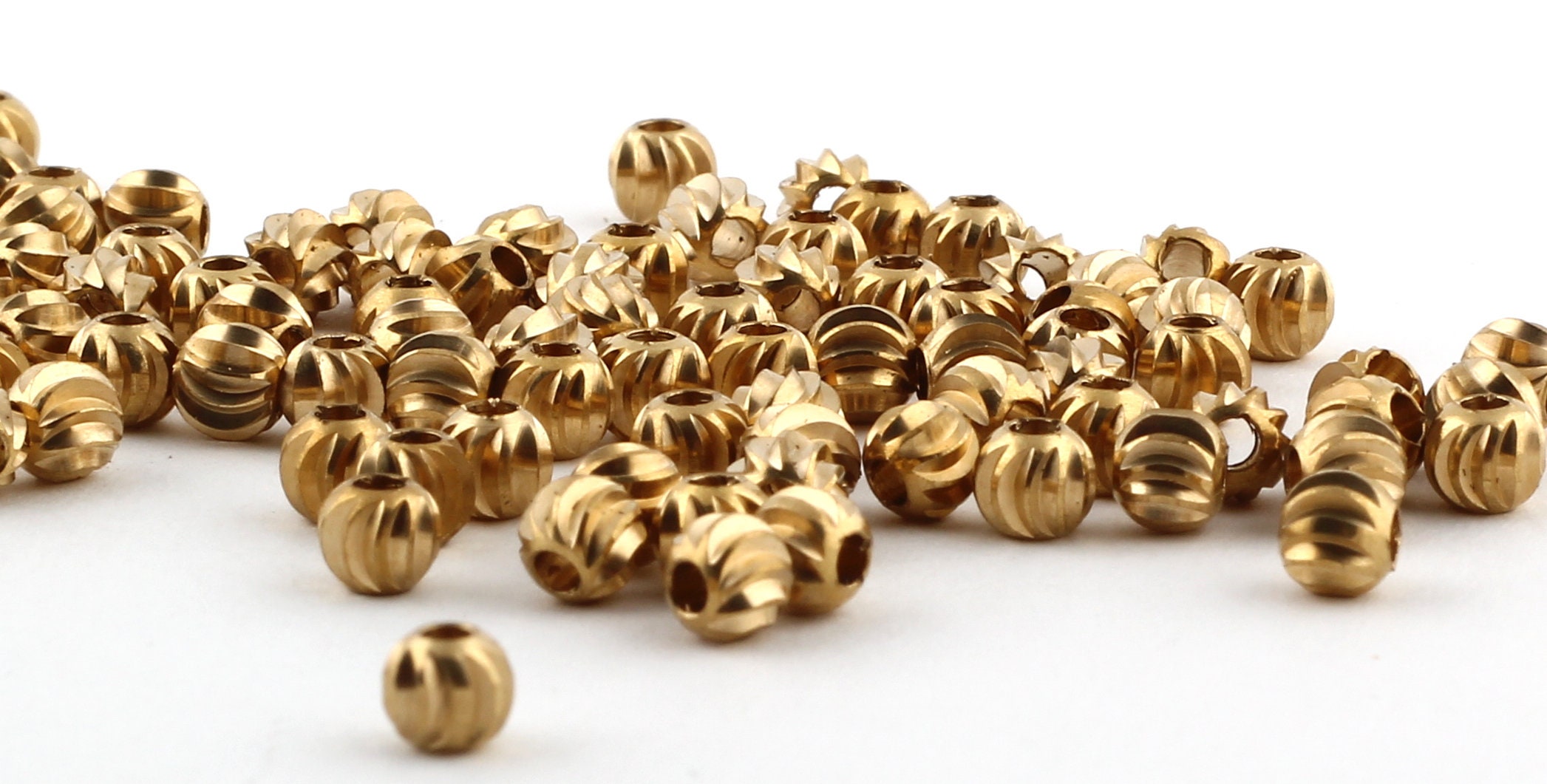25 Pcs 4mm Raw Brass Laser Cut Beads Faceted Beads Spacer Etsy