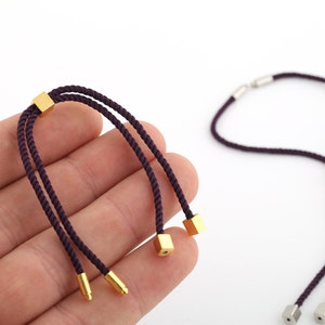 Half Finished Adjustable Bracelet, Cotton Rope Bracelet, 2mm Cord Bracelet Connector BlanksFriendship Style for DIY Gift Jewelry (24cm)AS-62