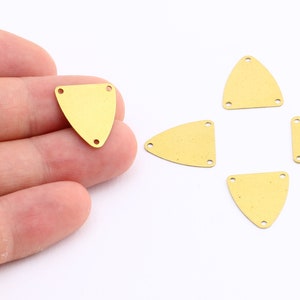 25 Pcs Raw Brass Triangle Charm,Raw Brass Triangle Charms with 3 Holes , 16x18 mm Thickness 0.50mm,DS-RW-225