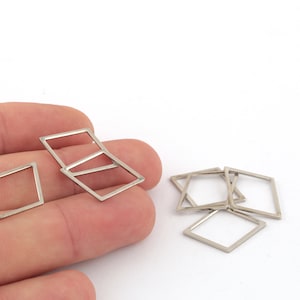 10 Pcs 17x24mm Rhodium Plated Triangle Charms ,Tiny Necklace Triangle ,Tiny Triangle Charms ,Necklace Pendant ,Geometric Charms, SLVR-534