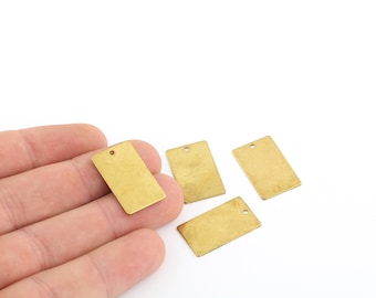 5 Stück 15x25mm Rohmessing Rechteck Charms, Rechteckiger Anhänger aus Messing, Rechteckige Anhänger, Geometrische Charms, DS-RW-531