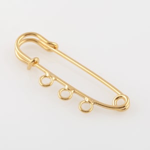 11x49mm 24k Shiny Gold Plated Safety Pin Charms,Multi Hole Safety Pin,3 Hole Safety Pin Pendant,Safety Pin Pendant,Connector Charms,GLD-1369