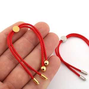 Half Finished Adjustable Bracelet, Cotton Rope Bracelet, 2mm Cord Bracelet Connector BlanksFriendship Style for DIY Gift Jewelry (24cm)AS-46