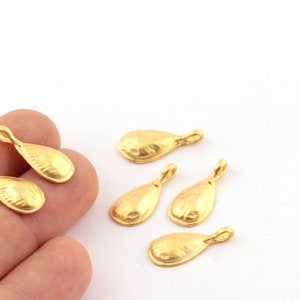 2 Pcs 10x21mm Matt Gold Plated Drop Pendant ,Drops Findings , Drop Connector , Ethnic Drop Pendant, Drop Charms, MTGLD-106