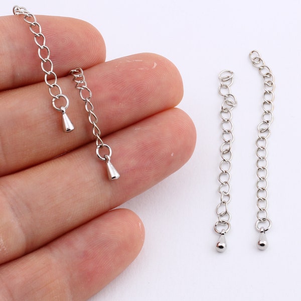 3 Pcs Silver Plated Extender Chain , Jewelry Supply , Gold Plated Supply SLVR-22