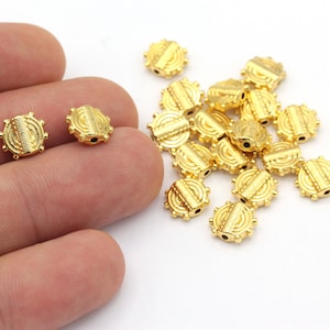 10 stuks 24k glanzende gouden vergulde spacer kralen, twee gat kralen, kubus connector, geometrische kralen, spacer kralen (8x9.5mm) GLD-671