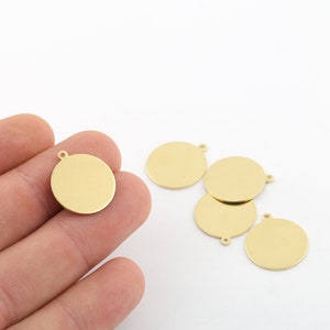 12 Pcs 18x20mm Raw Brass Round Charms ,Round Disc ,Raw Brass Coins,Raw Brass Pendant Materials With Handle Round DS-RW-511