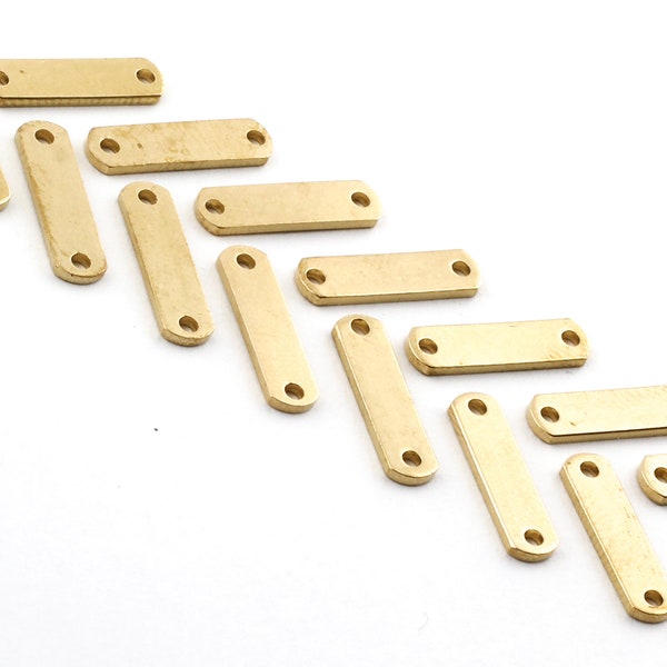 Raw Brass Bar,  Raw Brass Rectangle , Geometric Findings , 2 Hole Tag , Connector , Pendant 4x15mm,DS-RW-250