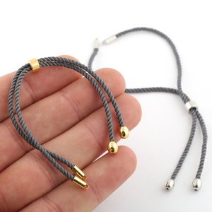 Half Finished Adjustable Bracelet, Cotton Rope Bracelet, 2mm Cord Bracelet Connector BlanksFriendship Style for DIY Gift Jewelry (24cm)AS-55
