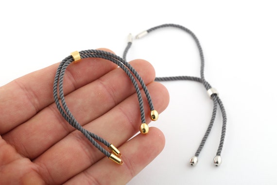 Half Finished Adjustable Bracelet, Cotton Rope Bracelet, 2mm Cord Bracelet  Connector BlanksFriendship Style for DIY Gift Jewelry (24cm)AS-55