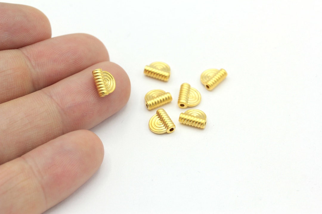 10 Pcs 24k Matt Gold Gold Plated Spacer Beads Two Hole Beads Etsy