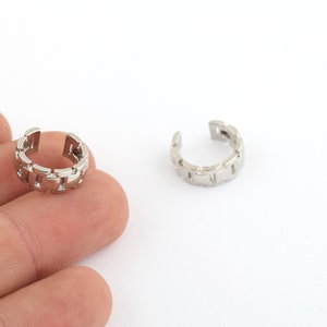 16mm Rhodium Plated Ear Cuff, Ear Cuff, Minimalist Ear Cuff, Dainty Ear Cuff, Rhodium Plated Hoop Ear Cuff, Cartilage Earrings, EAR-308