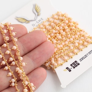 3,3 Feet Gold Plated Crystal Chains, Beaded Chains, Rosary Bead Chains GZ-9