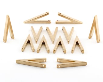 5 peças amuletos triangulares de latão cru (11x24mm) conector-pingente triangular, descobertas triangulares, DS-RW-240