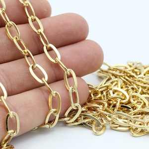 6x11mm Shiny Gold Plated Oval Chains, Gold Oval Chains, Oval Rolo Chains, Bulk Chain GZ-31