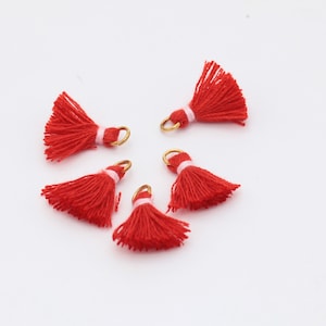 5 Pcs 2cm Red Tassels, Mini Tassels, Short Thread Cotton Tassels, Cotton Tassels, TSL-6