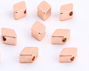 5 Pcs Rose Gold Plated Triangle Beads , Spacer Beads , Necklace Findings , Charms Connector , Beads 4x6mm-RSGLD-117