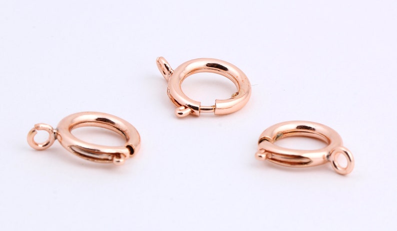 Brass Round Clasp CLP-46 2 Pcs 14 mm Rose Gold Plated Round Spring Clasp